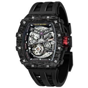 tsar bomba mens watches luxury tonneau watches for men waterproof 50m analog watch chronograph calendar date men’s dress business work watch diver large square face wristwatch